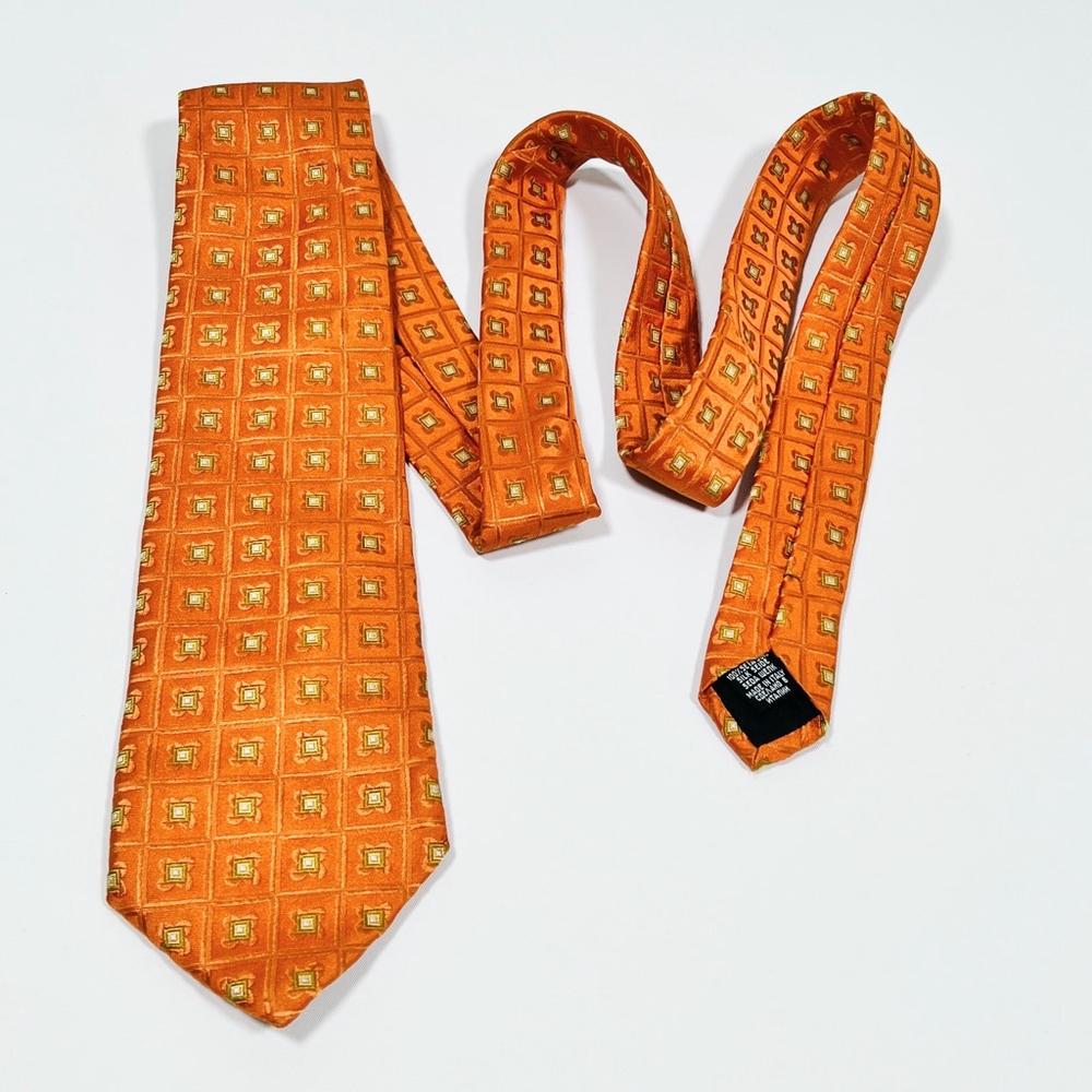 Boss Hugo Boss Tie Orange & Gold Silk Tie One Size